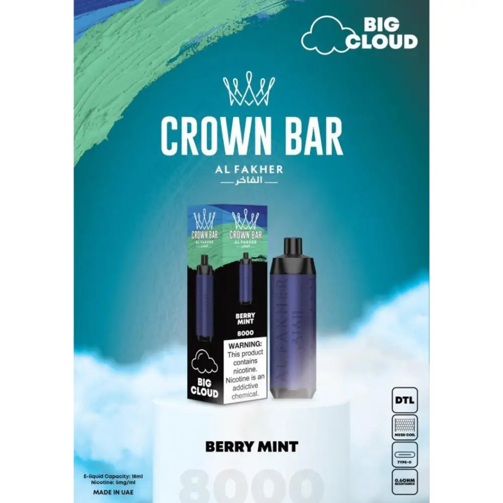 Al Fakher 8000 Puffs Crown Bar Big Cloud - Disposable Vape - Vapes Uae