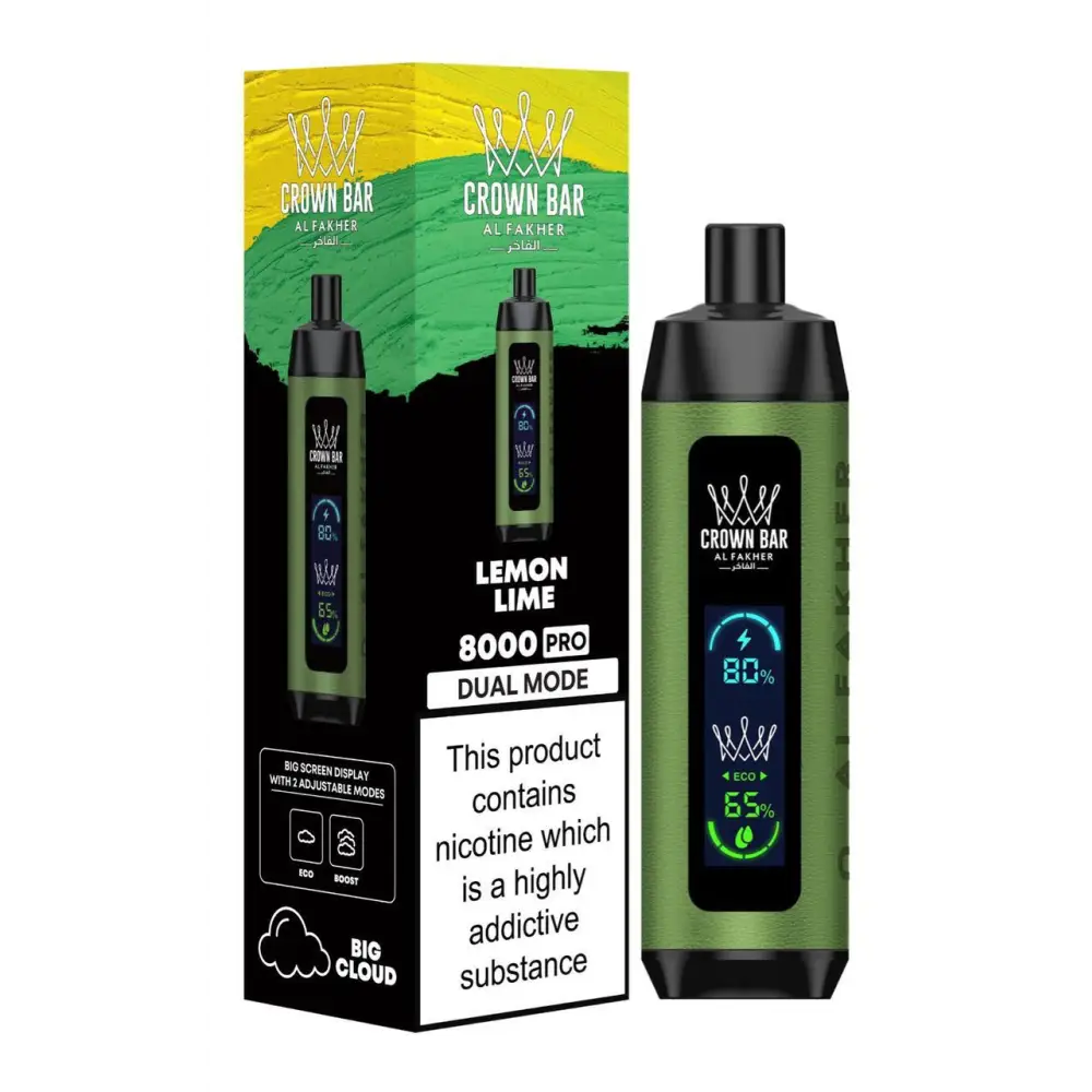 Al Fakher 8000 Puffs Crown Bar Big Cloud - Lemon Lime - Disposable Vape - Vapes Uae