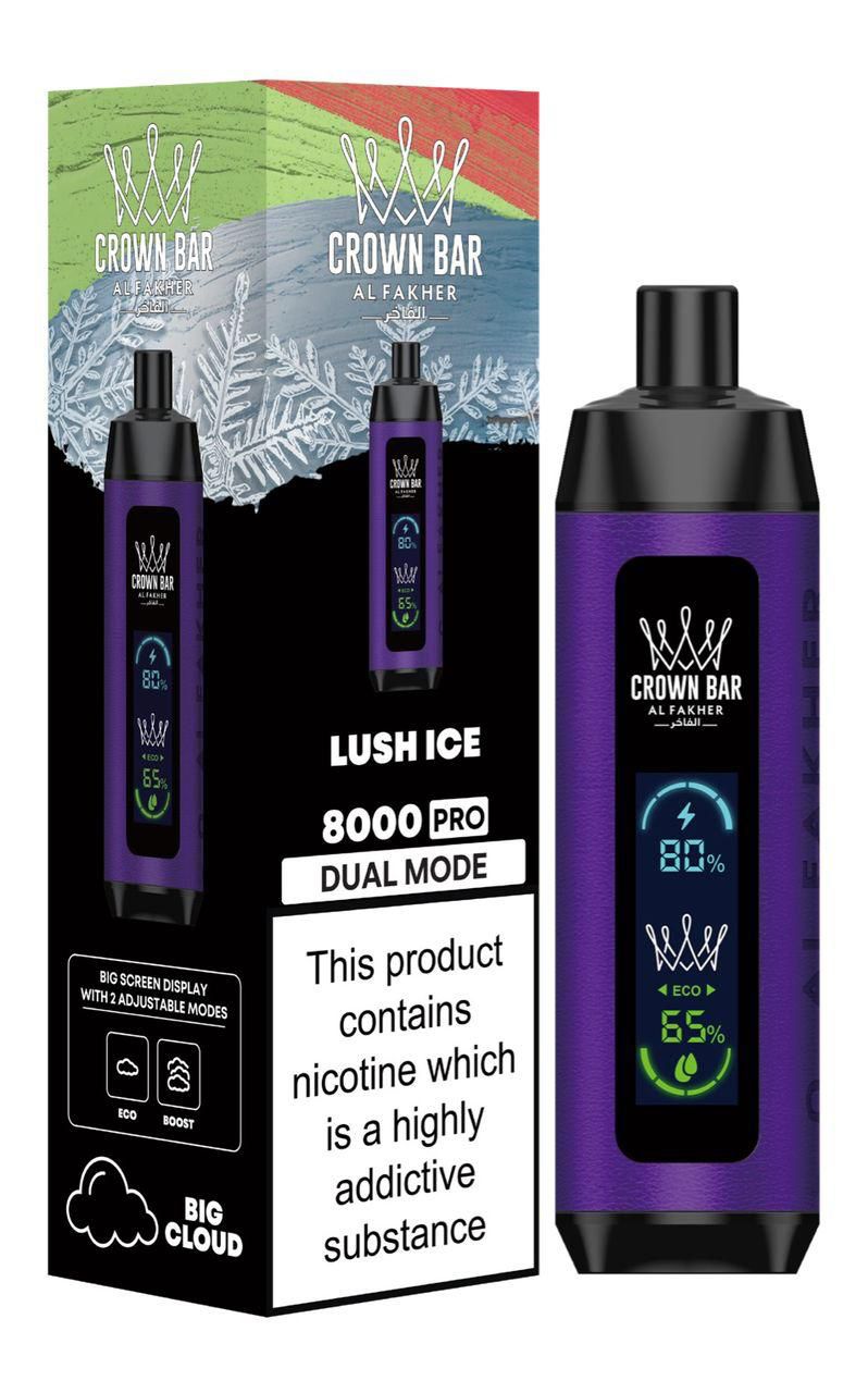 Al fakher 8000 puffs crown bar big cloud - lush ice - disposable vape