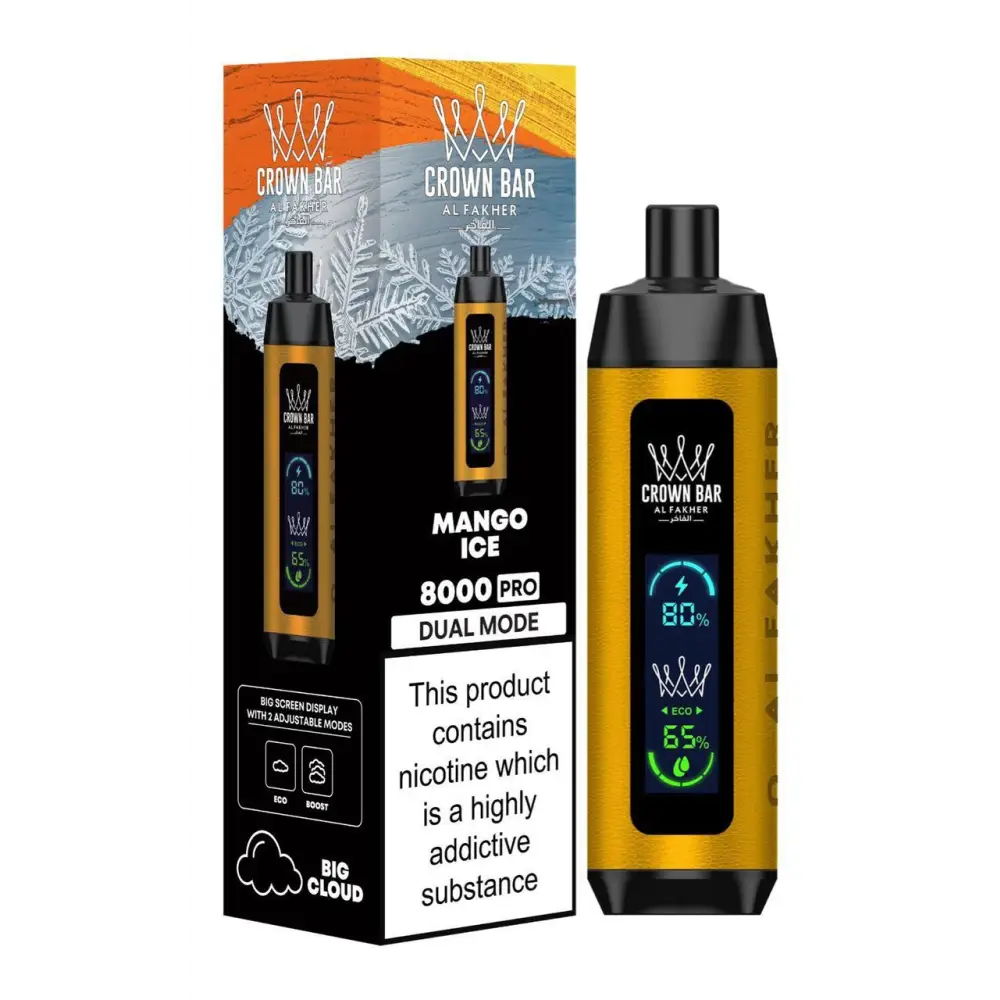 Al Fakher 8000 Puffs Crown Bar Big Cloud - Mango Ice - Disposable Vape - Vapes Uae