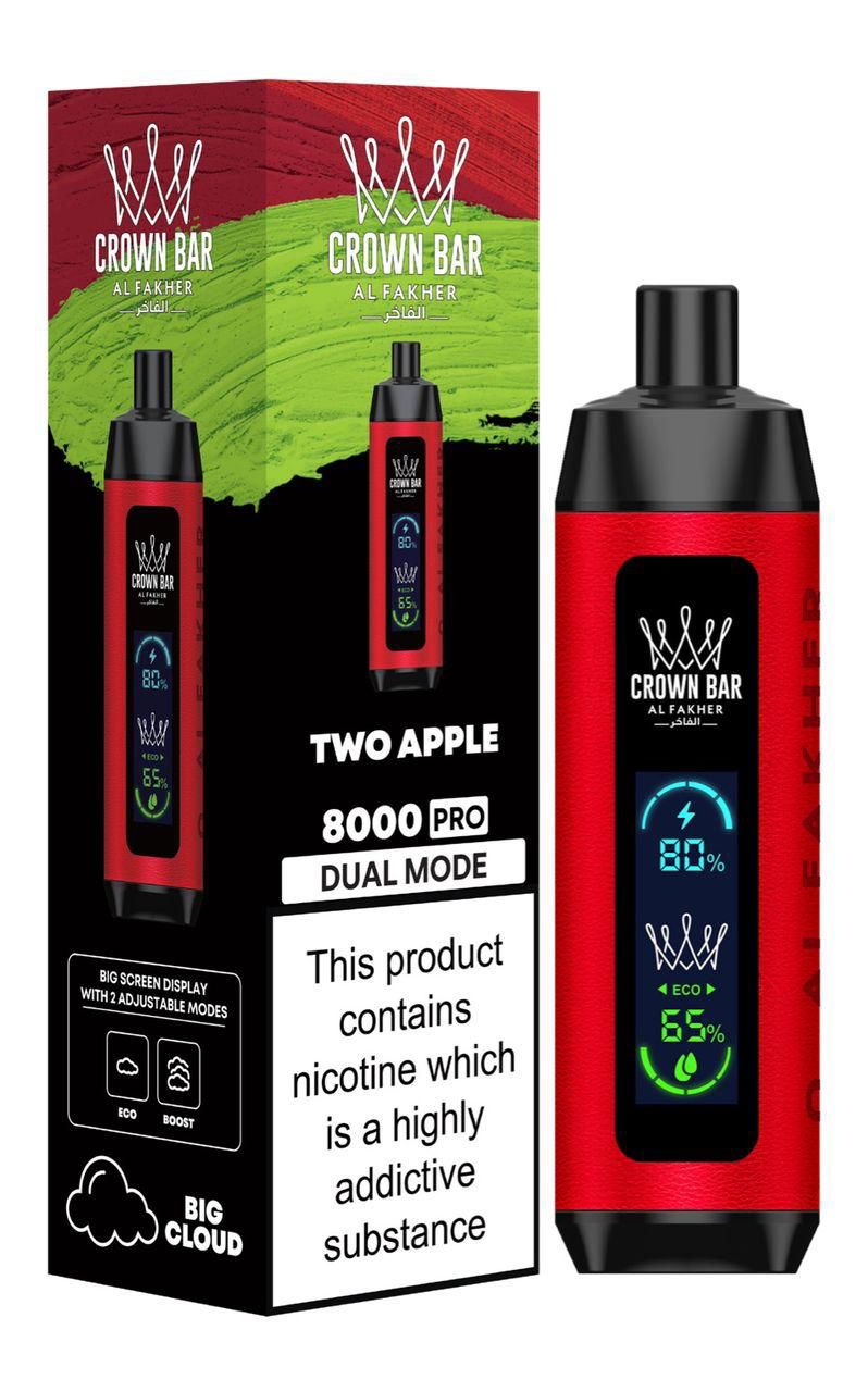 Al fakher 8000 puffs crown bar big cloud - two apple - disposable vape - vapes uae