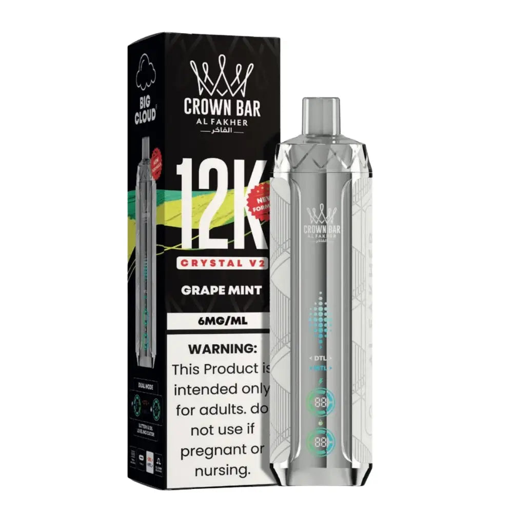 Al Fakher Crown Bar Crystal V2 12000 Puffs Disposable Vape - Grape Mint - Disposable Vape - Vapes Uae