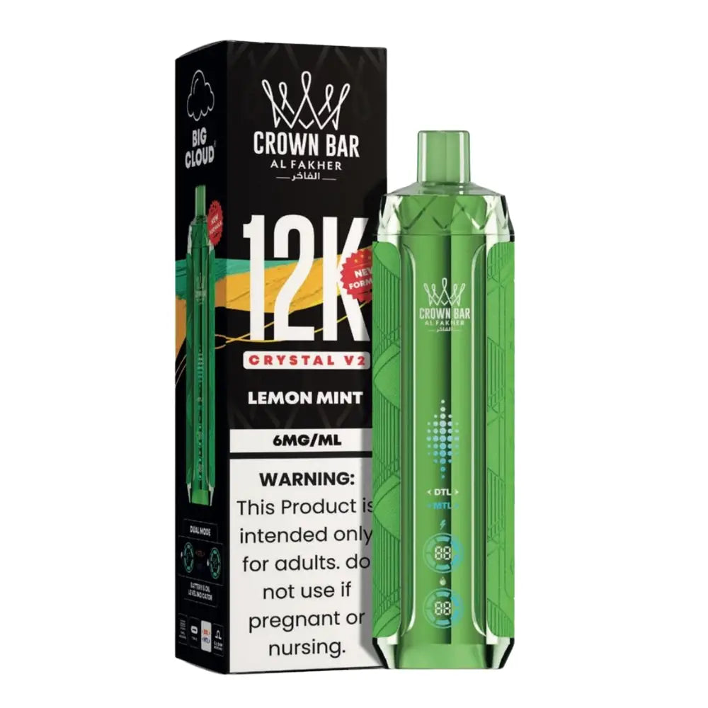 Al Fakher Crown Bar Crystal V2 12000 Puffs Disposable Vape - Lemon Mint - Disposable Vape - Vapes Uae