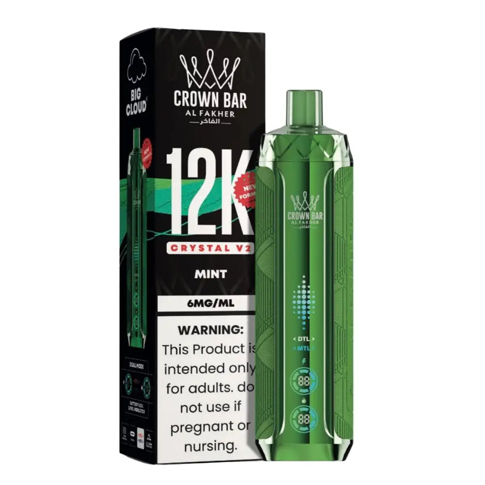 Al Fakher Crown Bar Crystal V2 12000 Puffs Disposable Vape - Mint - Disposable Vape - Vapes Uae