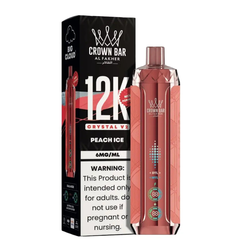 Al Fakher Crown Bar Crystal V2 12000 Puffs Disposable Vape - Peach Ice - Disposable Vape - Vapes Uae