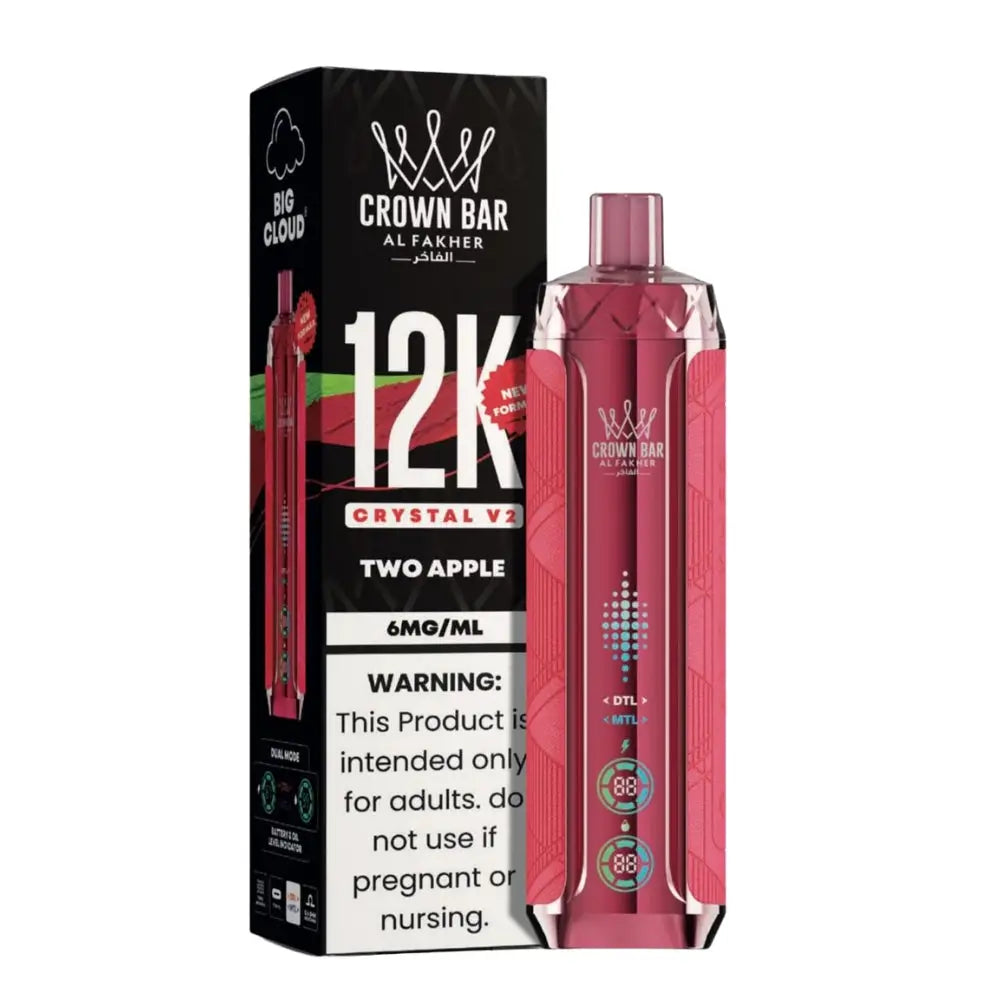 Al Fakher Crown Bar Crystal V2 12000 Puffs Disposable Vape - Two Apple - Disposable Vape - Vapes Uae
