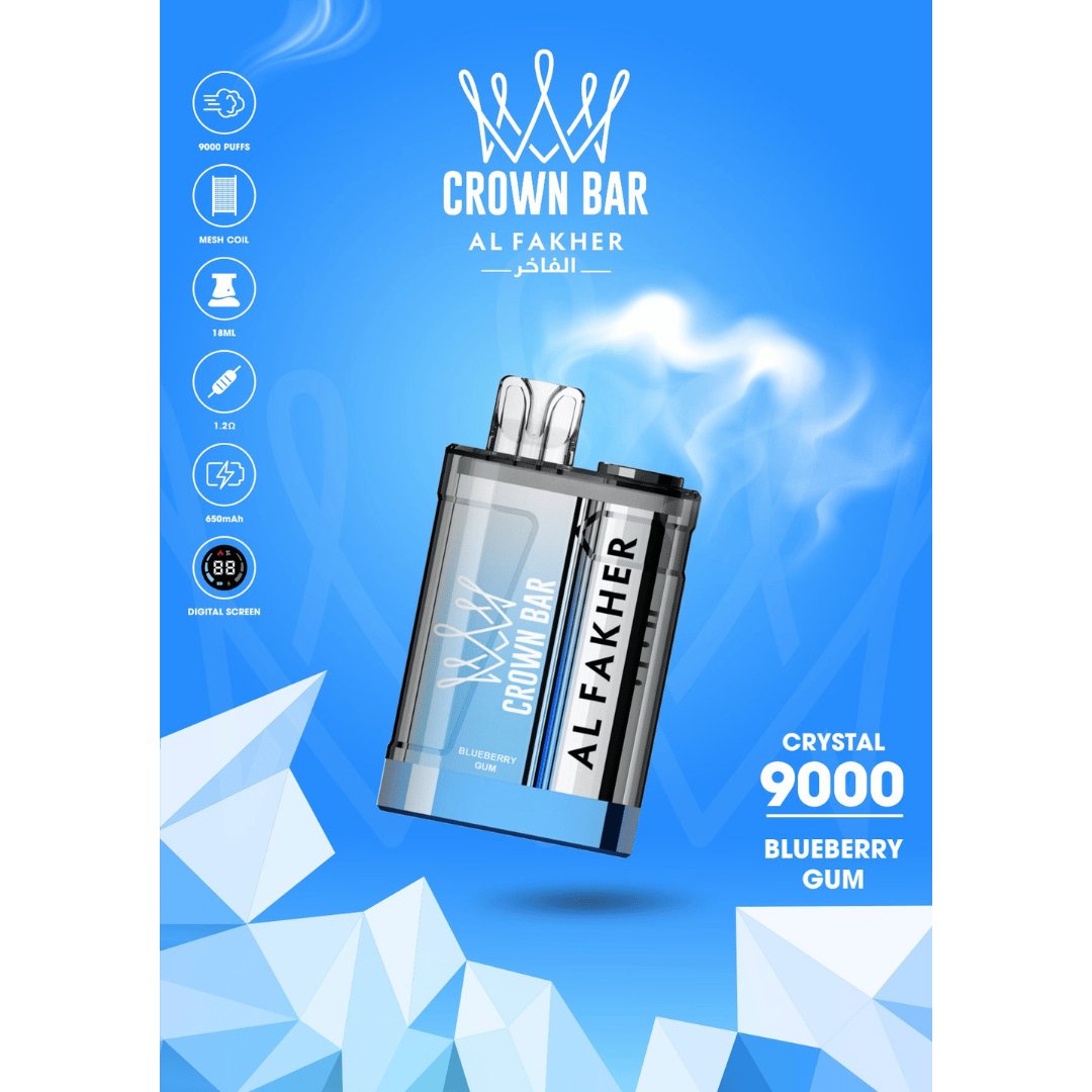 Al fakher crystal 9000 puffs - blue berry gum - disposable vape