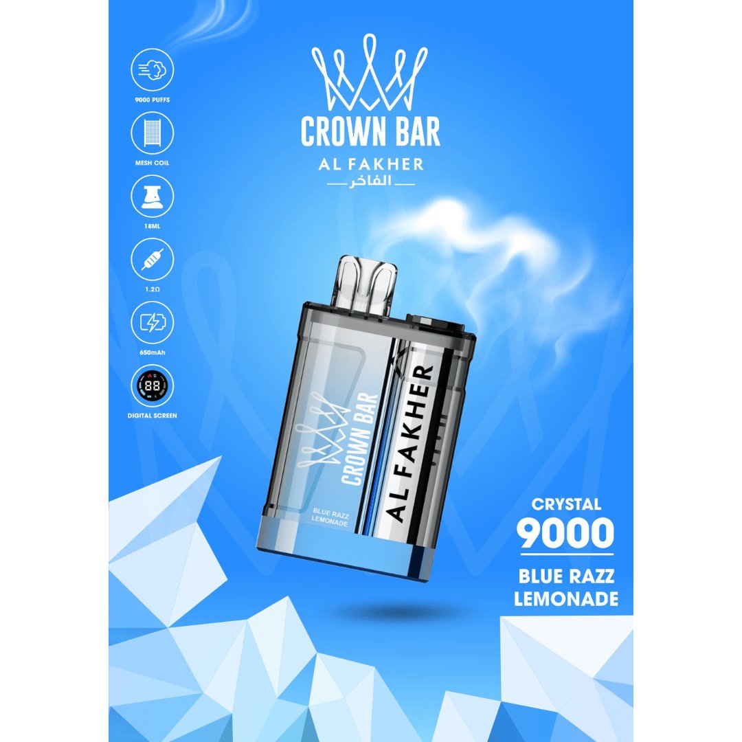 Al fakher crystal 9000 puffs - blue razz lemonade - disposable vape