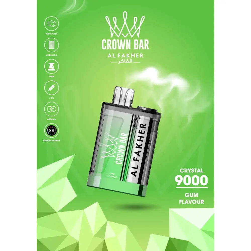 Al Fakher Crystal 9000 Puffs - Gum Flavor - Disposable Vape - Vapes Uae