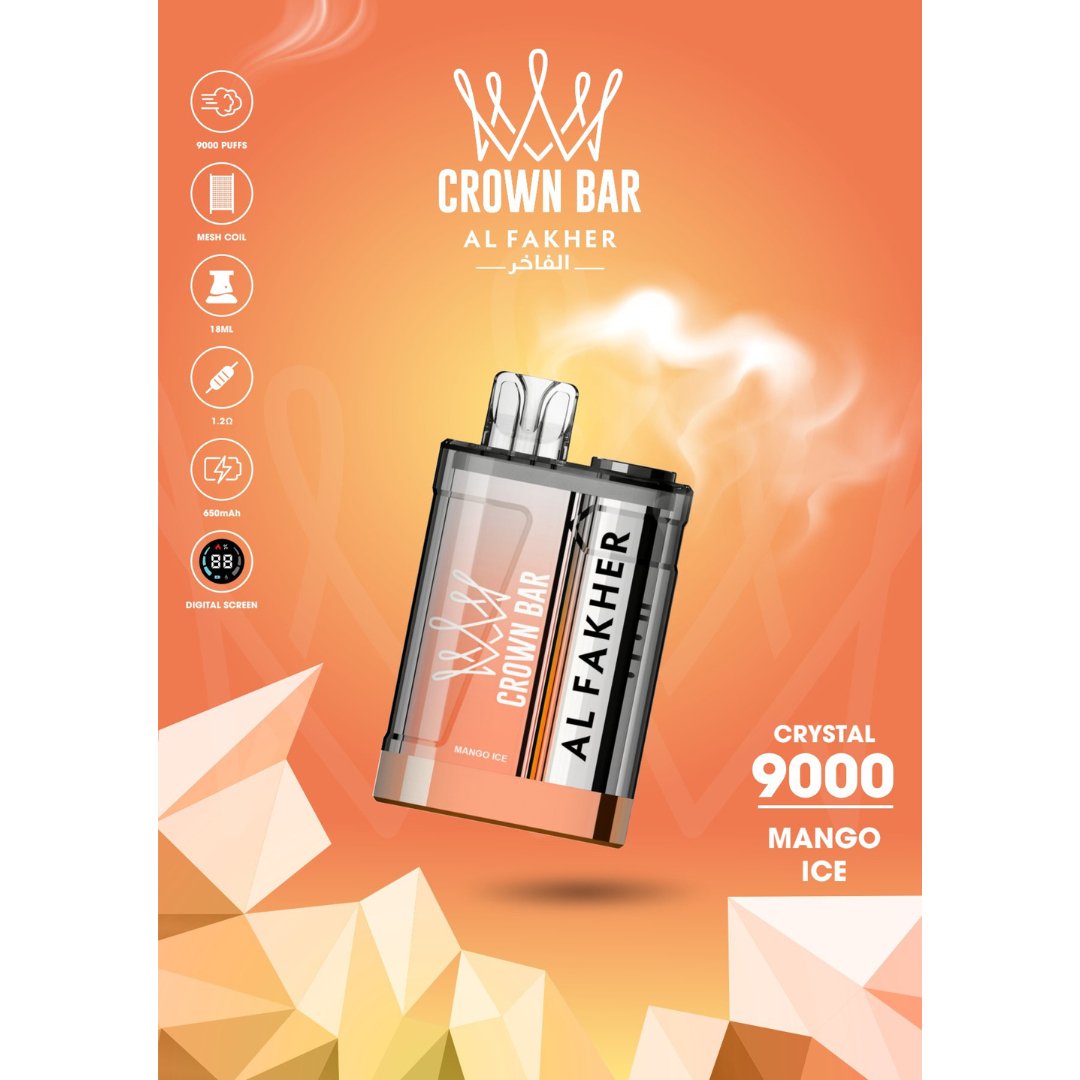 Al fakher crystal 9000 puffs - mango ice - disposable vape