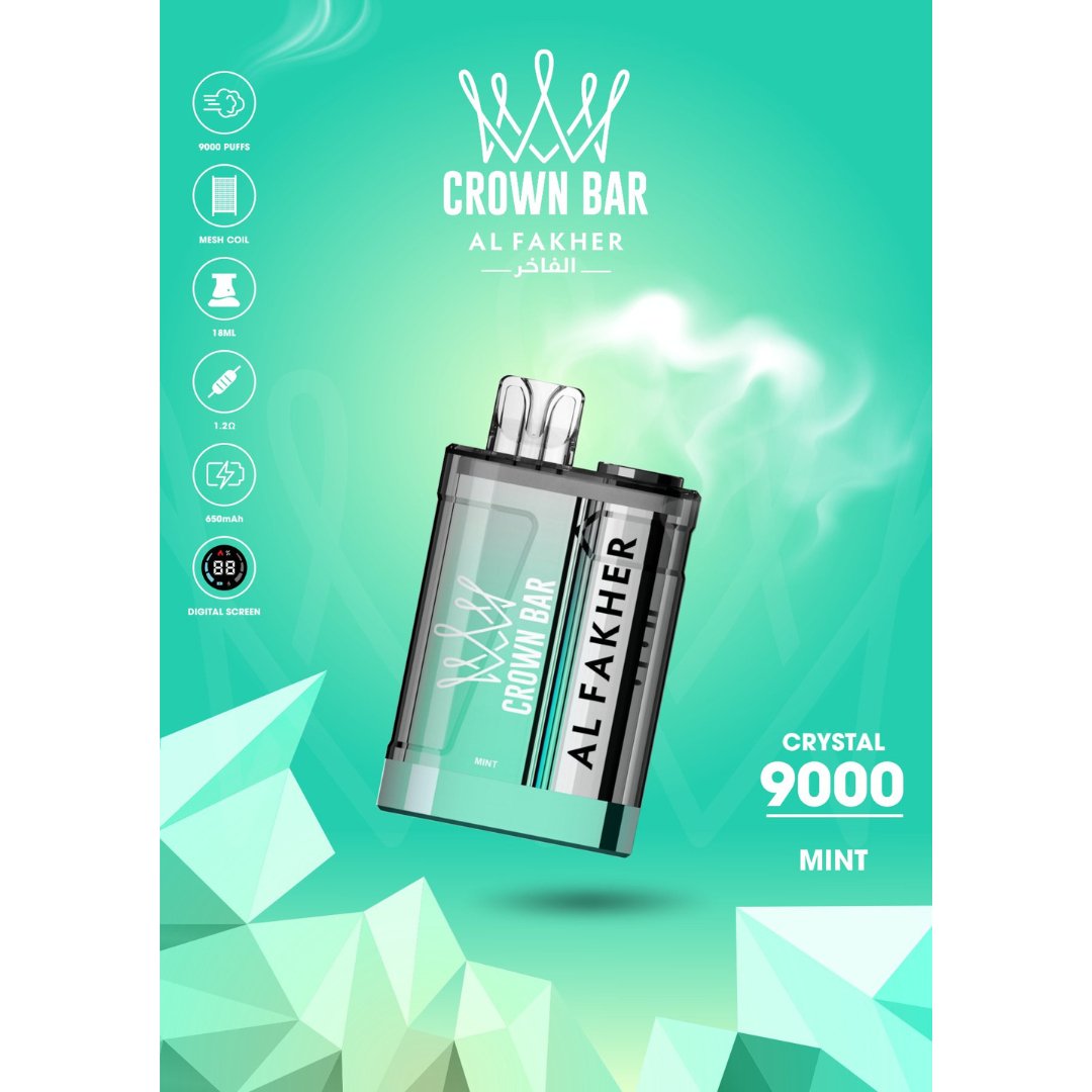 Al fakher crystal 9000 puffs - mint - disposable vape