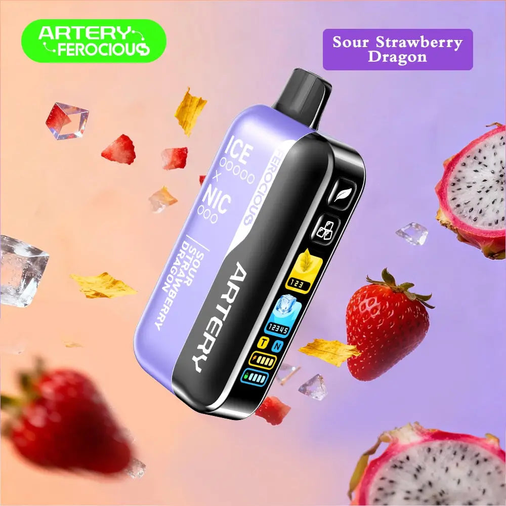 Artery Ferocious Cl6 50000 Puffs Disposable Vape - Sour Strawberry Dragon - Disposable Vape - Vapes Uae