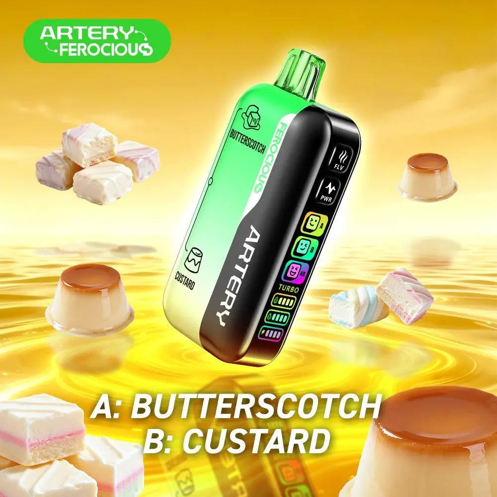 Artery Ferocious Cl6 60000 Puffs Disposable Vape - Butterscotch / Custard - Disposable Vape - Vapes Uae