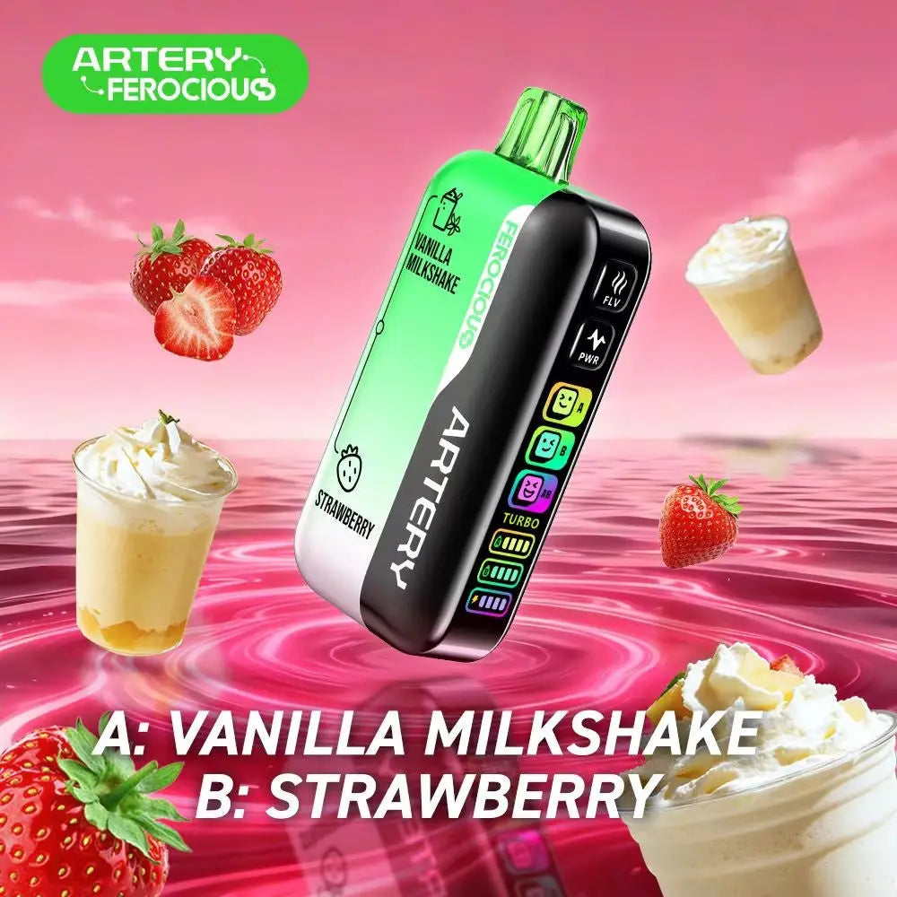 Artery Ferocious Cl6 60000 Puffs Disposable Vape - Vanilla Milkshake / Strawberry - Disposable Vape - Vapes Uae
