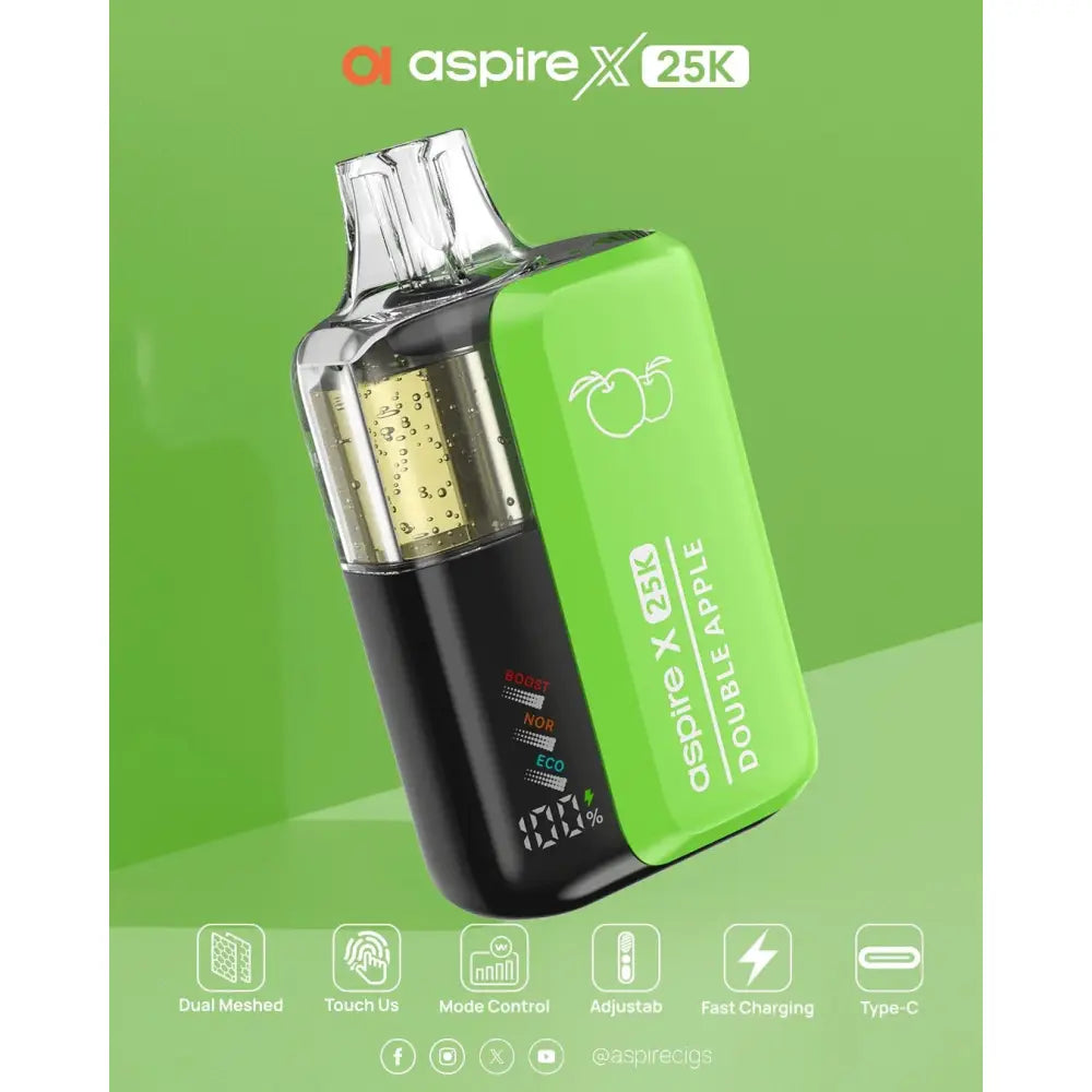 Aspire x 25000 Puffs Disposable Vape - Double Apple - Disposable Vape - Vapes Uae