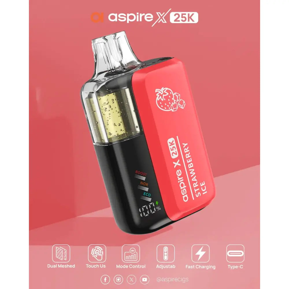 Aspire x 25000 Puffs Disposable Vape - Strawberry Ice - Disposable Vape - Vapes Uae