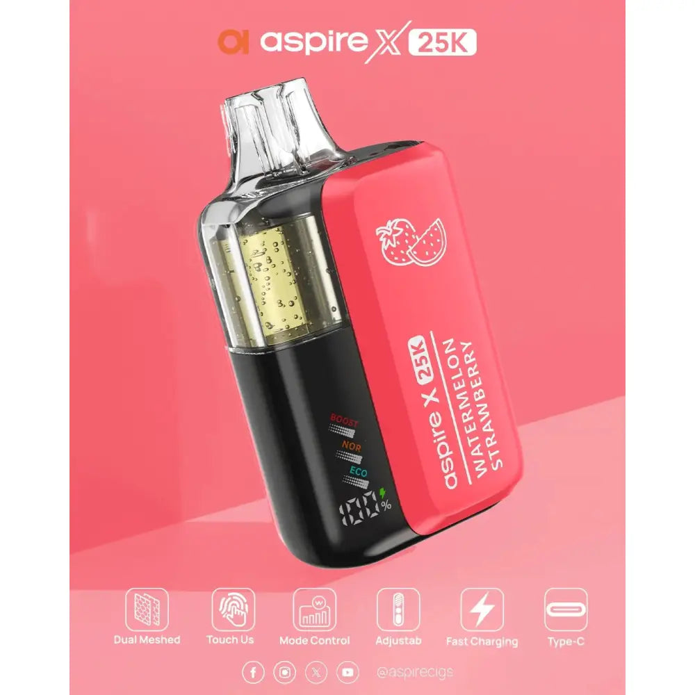 Aspire x 25000 Puffs Disposable Vape - Watermelon Strawberry - Disposable Vape - Vapes Uae