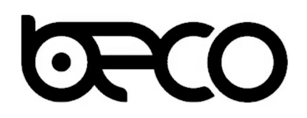 Black and white ’beco’ logo.