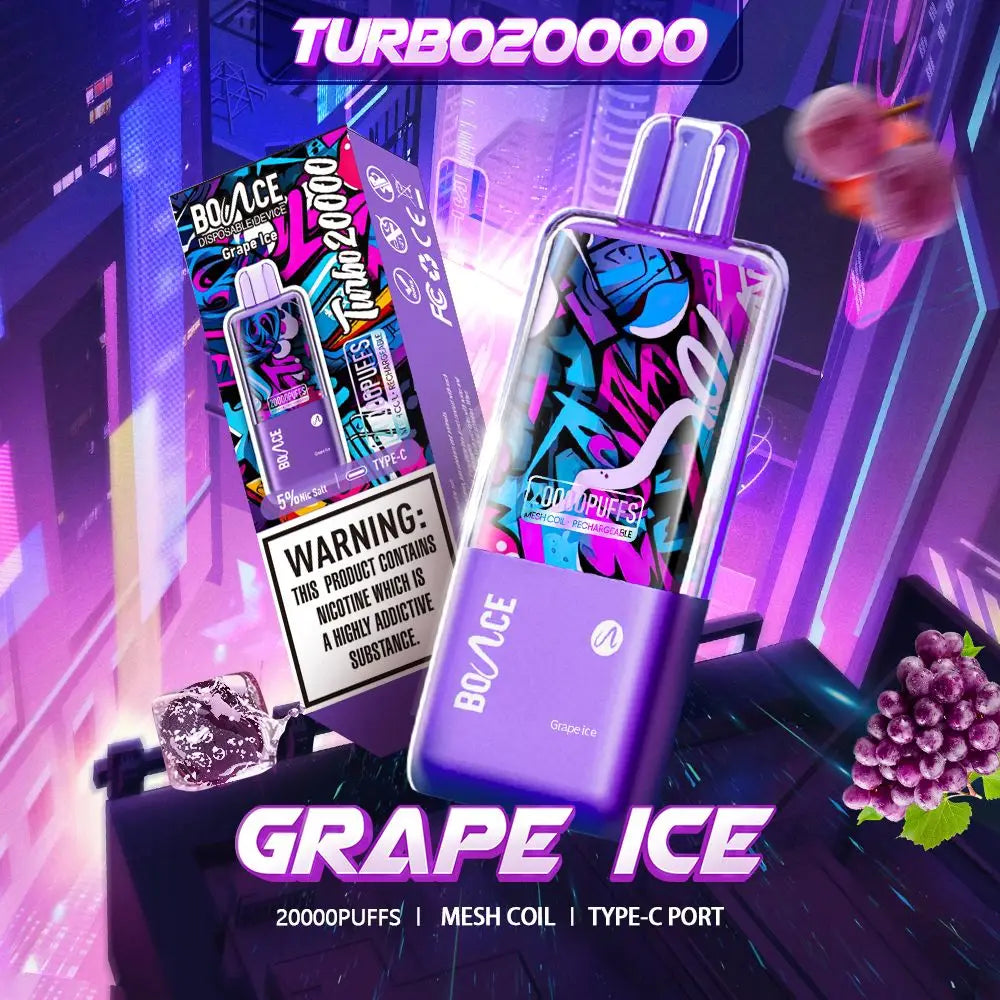 Bounce Turbo 20000 Puffs Disposable Vape - Grape Ice - Disposable Vape - Vapes Uae