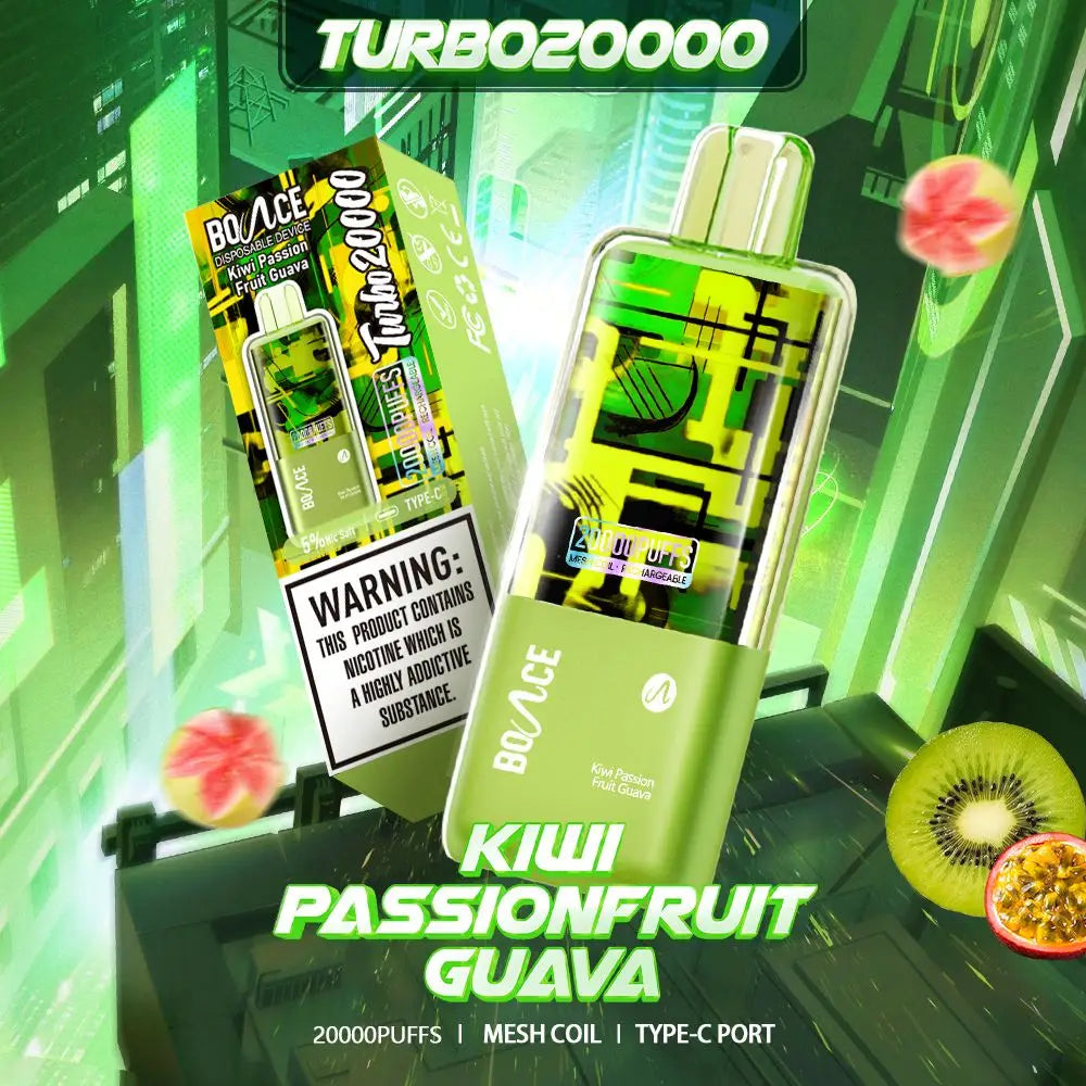 Bounce Turbo 20000 Puffs Disposable Vape - Kiwi Passion Fruit Guava - Disposable Vape - Vapes Uae