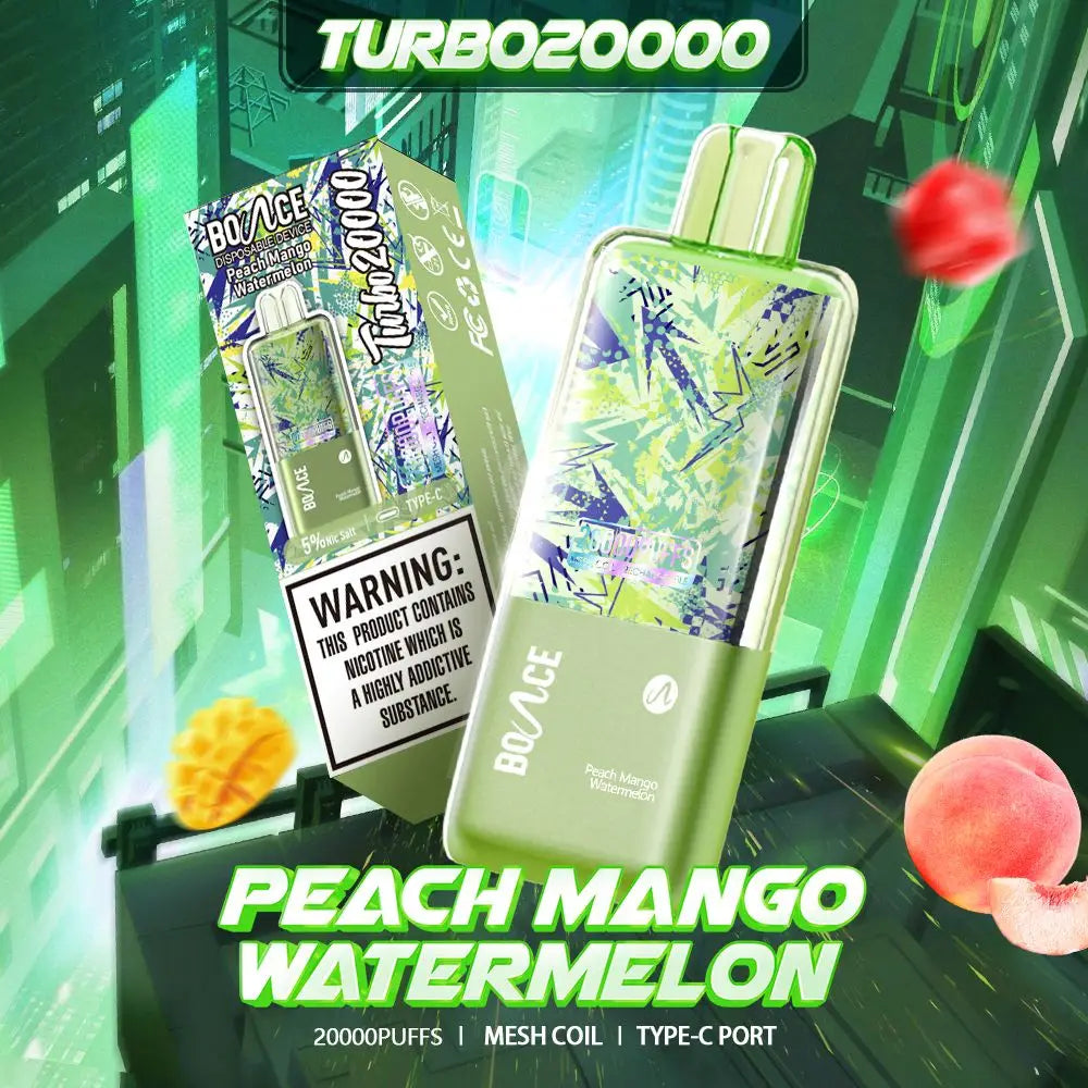 Bounce Turbo 20000 Puffs Disposable Vape - Peach Mango Watermelon - Disposable Vape - Vapes Uae