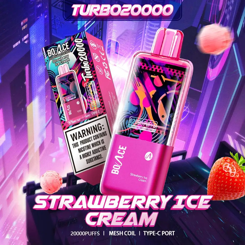 Bounce Turbo 20000 Puffs Disposable Vape - Strawberry Cream - Disposable Vape - Vapes Uae