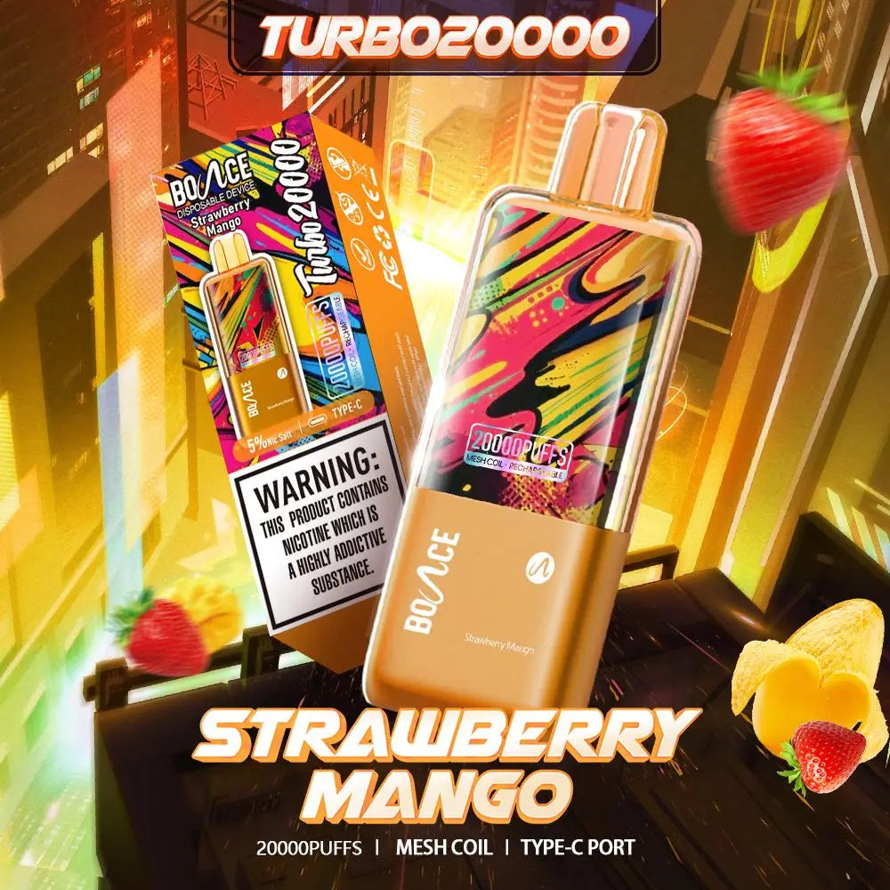 Bounce Turbo 20000 Puffs Disposable Vape - Strawberry Mango - Disposable Vape - Vapes Uae