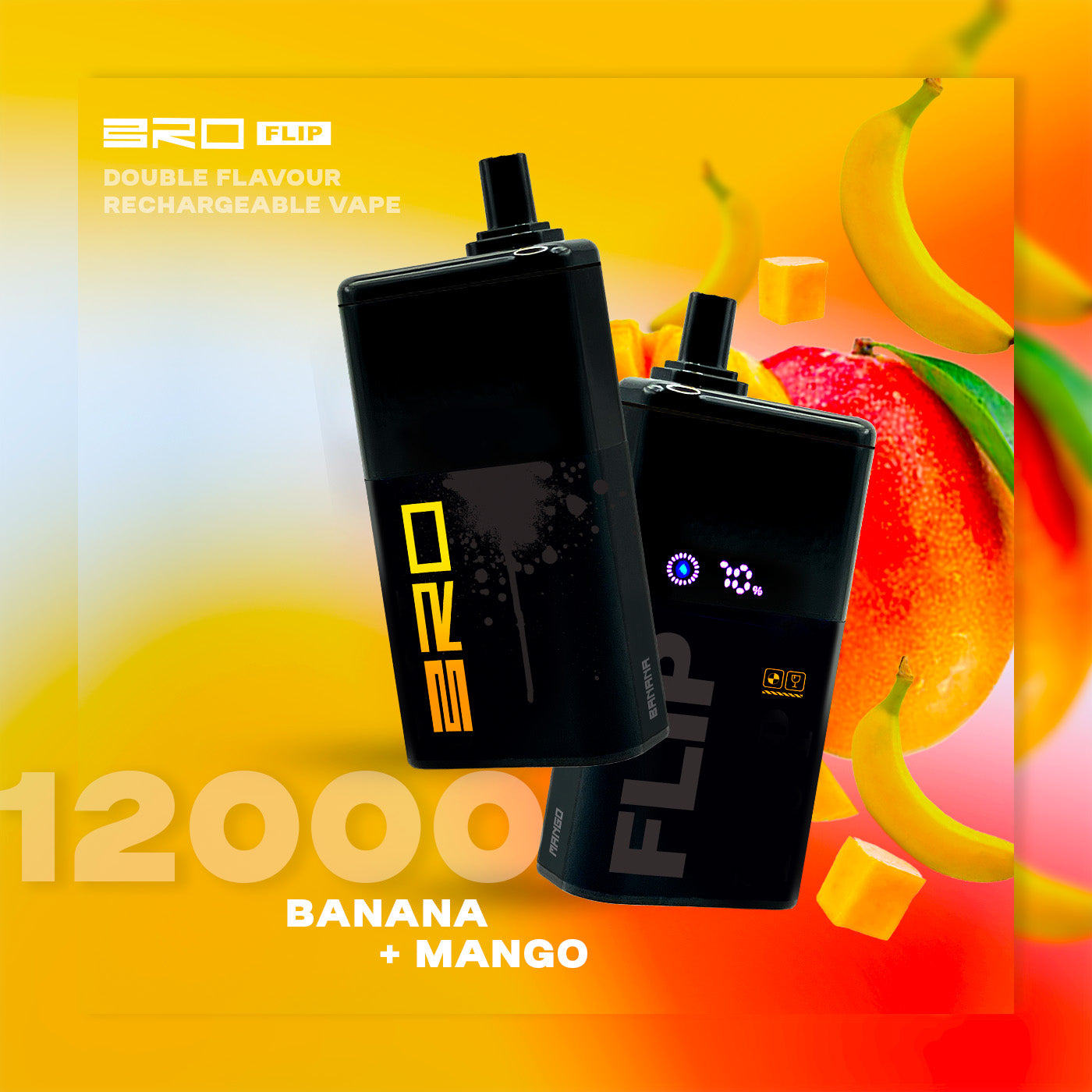 Bro flip 12k puffs - banana + mango - disposable vape - vapes uae