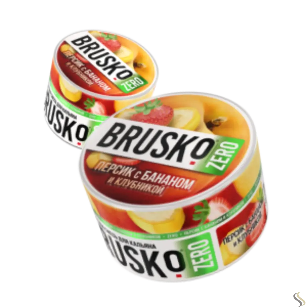 Brusko Russian Shisha Tobacco-free Hookah Blend - Peach with Banana and Strawberry / 250g - Shisha Molasses - Vapes Uae