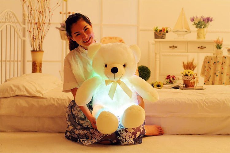 Colorful glow in the dark teddy bear - magical glowing plush toy for children - white / 75cm - toys