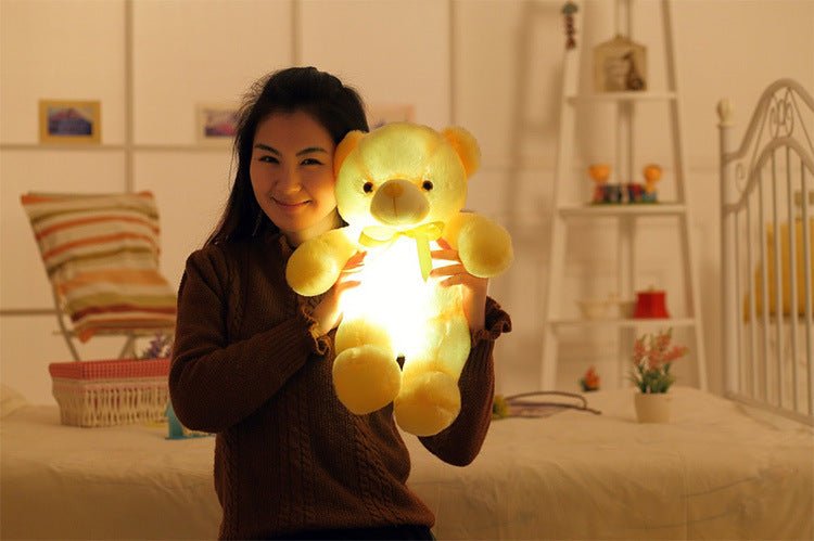 Colorful glow in the dark teddy bear - magical glowing plush toy for children - yellow / 30cm - toys