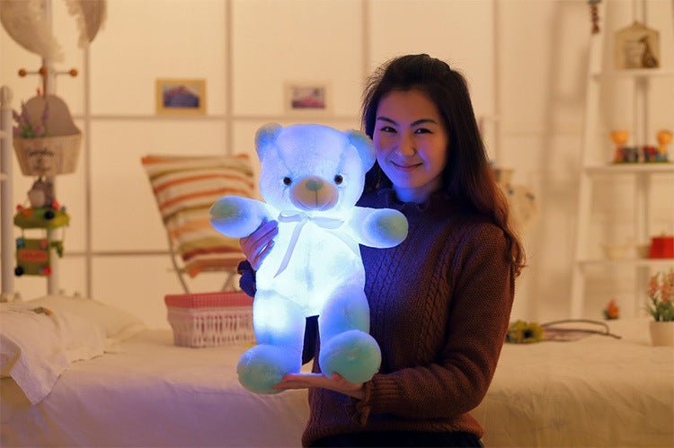 Colorful glow in the dark teddy bear - magical glowing plush toy for children - blue / 30cm - toys