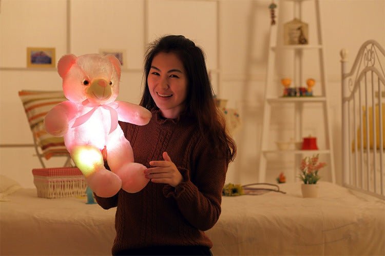 Colorful glow in the dark teddy bear - magical glowing plush toy for children - pink / 30cm - toys