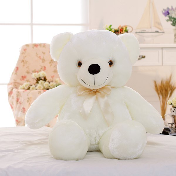 Colorful glow in the dark teddy bear - magical glowing plush toy for children - white / 25cm - toys