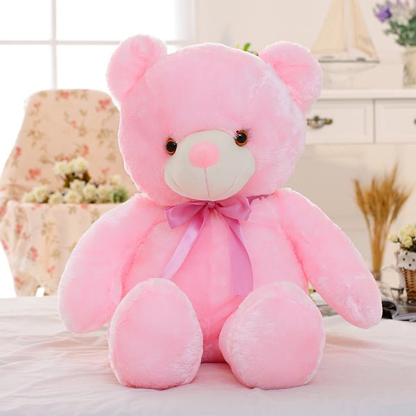 Colorful glow in the dark teddy bear - magical glowing plush toy for children - pink / 25cm - toys