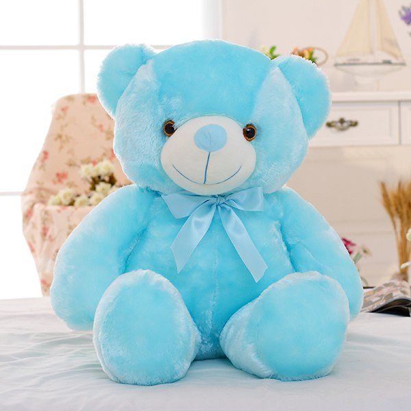 Colorful glow in the dark teddy bear - magical glowing plush toy for children - blue / 25cm - toys