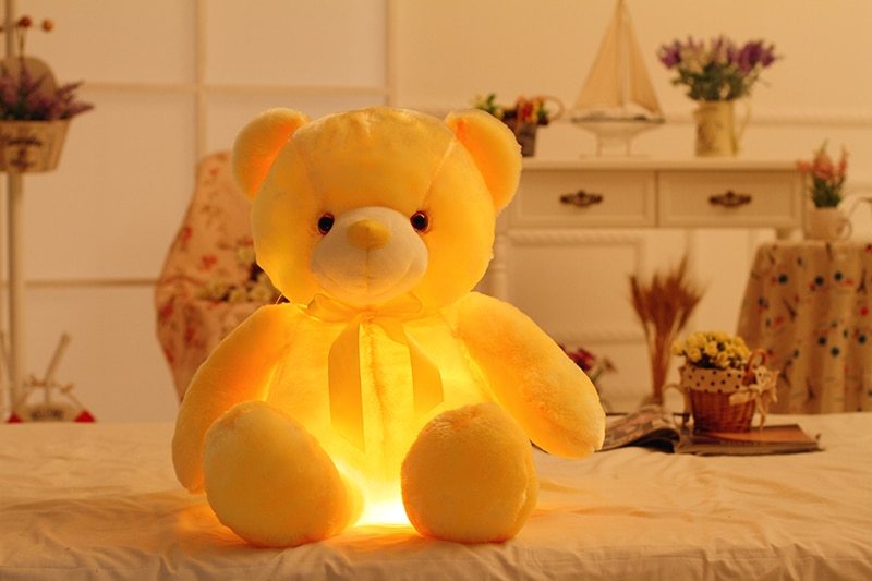 Colorful glow in the dark teddy bear - magical glowing plush toy for children - yellow / 75cm - toys