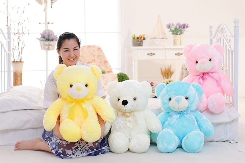 Colorful glow in the dark teddy bear - magical glowing plush toy for children - toys