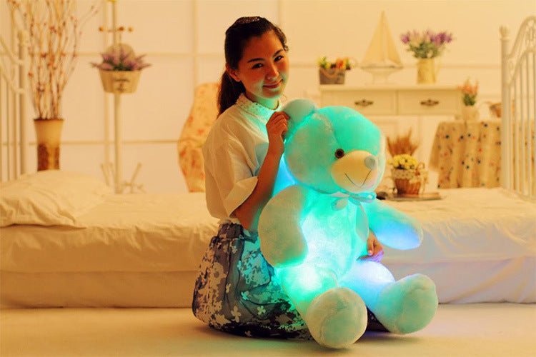 Colorful glow in the dark teddy bear - magical glowing plush toy for children - blue / 75cm - toys