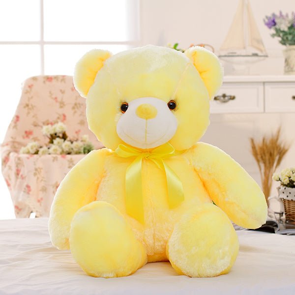 Colorful glow in the dark teddy bear - magical glowing plush toy for children - yellow / 25cm - toys