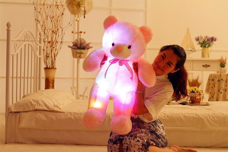 Colorful glow in the dark teddy bear - magical glowing plush toy for children - pink / 75cm - toys