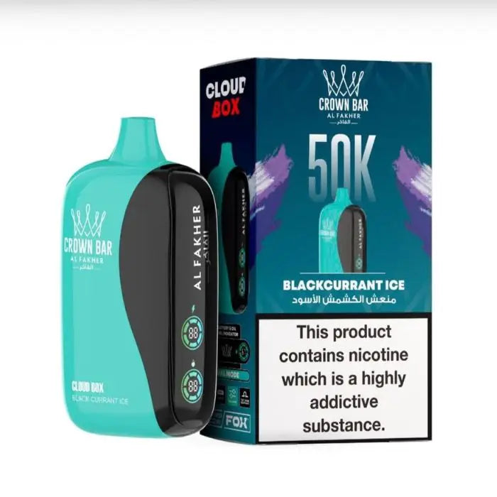 Crown Bar Al Fakher Cloud Box 50000 Puffs Disposable Vape - Blackcurrant Ice - Disposable Vape - Vapes Uae