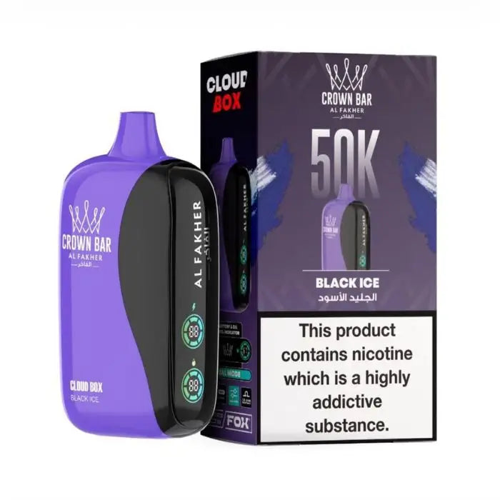 Crown Bar Al Fakher Cloud Box 50000 Puffs Disposable Vape - Black Ice - Disposable Vape - Vapes Uae