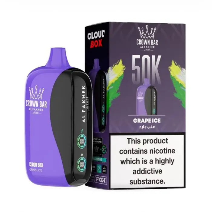 Crown Bar Al Fakher Cloud Box 50000 Puffs Disposable Vape - Grape Ice - Disposable Vape - Vapes Uae
