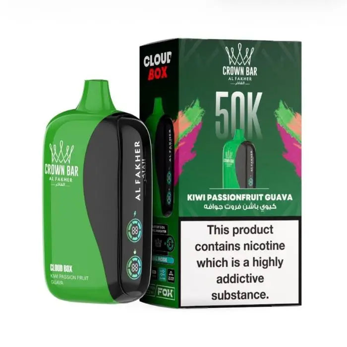 Crown Bar Al Fakher Cloud Box 50000 Puffs Disposable Vape - Kiwi Passionfruit Guava - Disposable Vape - Vapes Uae