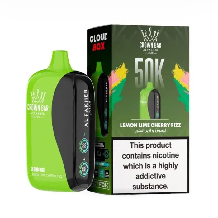 Crown Bar Al Fakher Cloud Box 50000 Puffs Disposable Vape - Lemon Lime Cherry Fizz - Disposable Vape - Vapes Uae