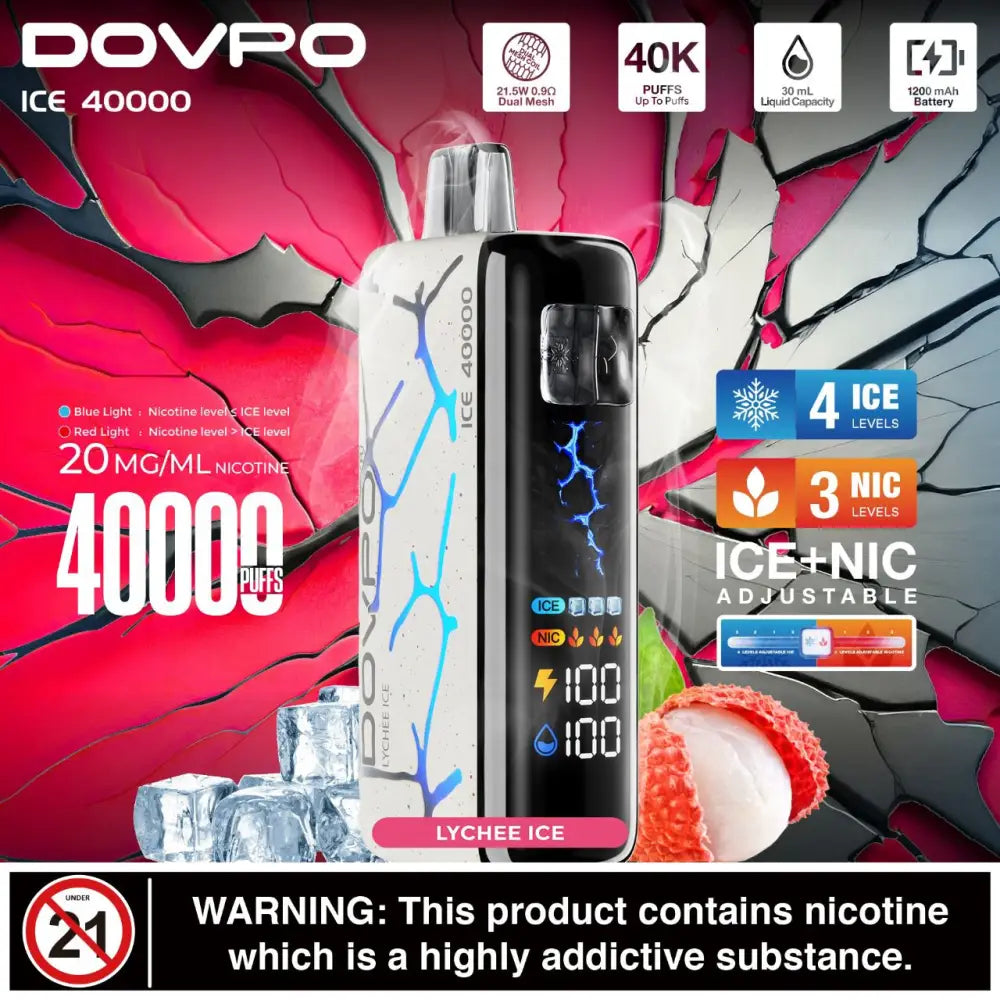 Dovpo Ice 40000 Puffs Disposable Vape - Lychee Ice - Disposable Vape - Vapes Uae