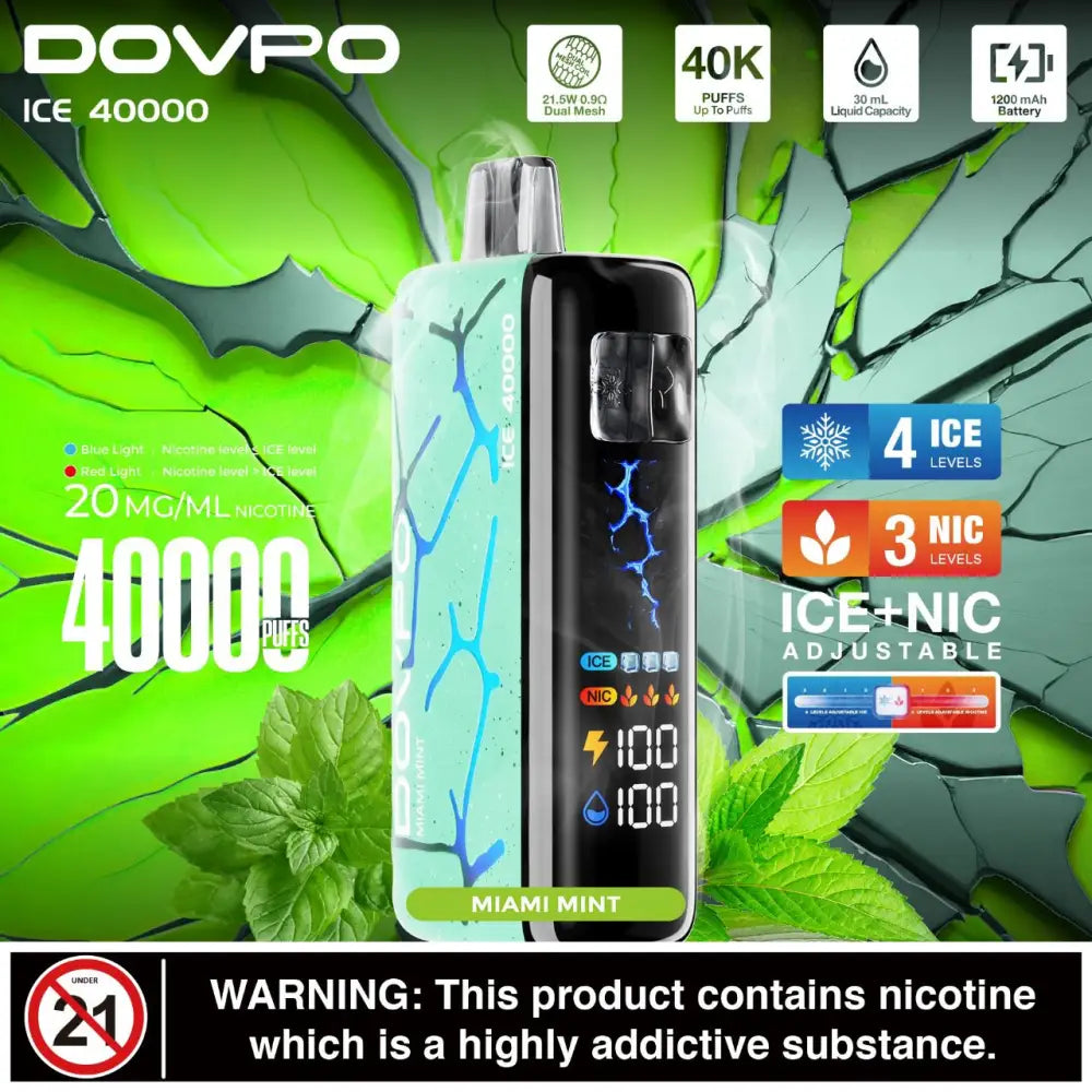 Dovpo Ice 40000 Puffs Disposable Vape - Miami Mint - Disposable Vape - Vapes Uae