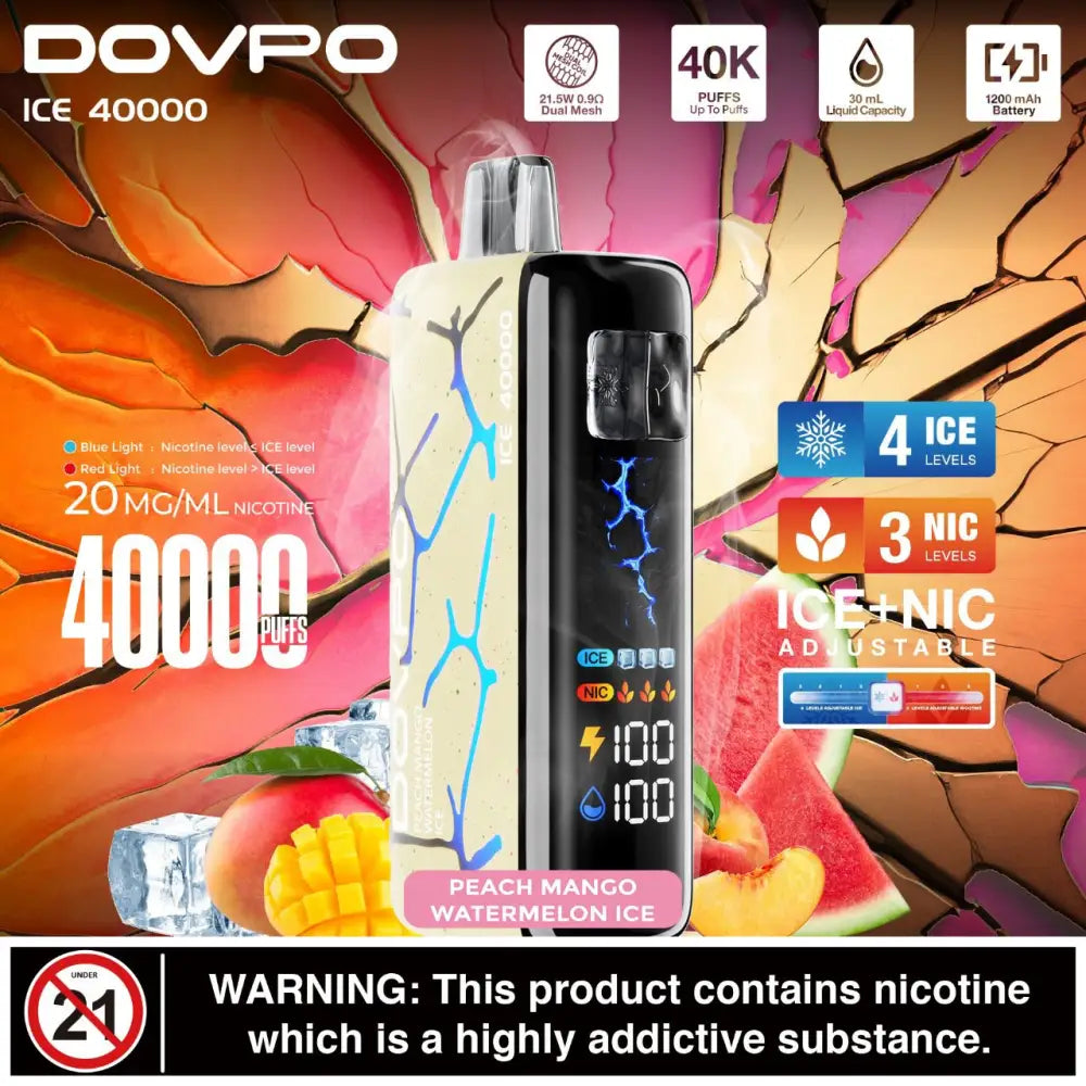 Dovpo Ice 40000 Puffs Disposable Vape - Peach Mango Watermelon Ice - Disposable Vape - Vapes Uae