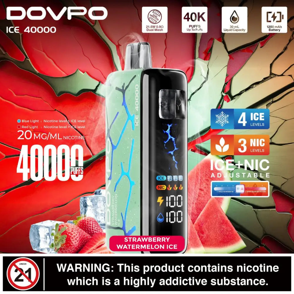 Dovpo Ice 40000 Puffs Disposable Vape - Strawberry Watermelon Ice - Disposable Vape - Vapes Uae